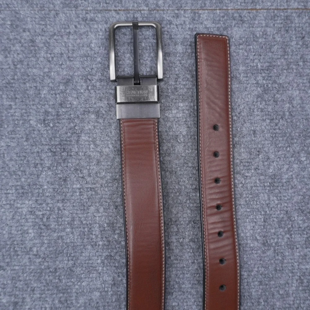 Kenneth Cole Reaction Reversible Belt Mens Size M 34-36 Brown Black Synthetic